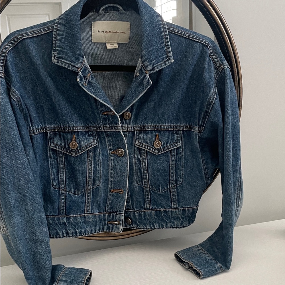 Blue Denim Pilcro (Anthropologie) Cropped Jacket
